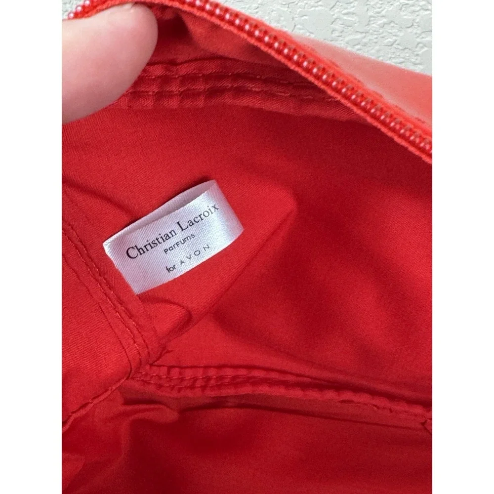 Christian‎ Lacroix Rouge Avon Makeup Bag Red Patent Cosmetic Zip Pouch